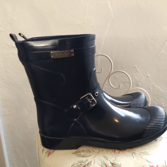 Coach Lester Rubber Rain Boot Navy